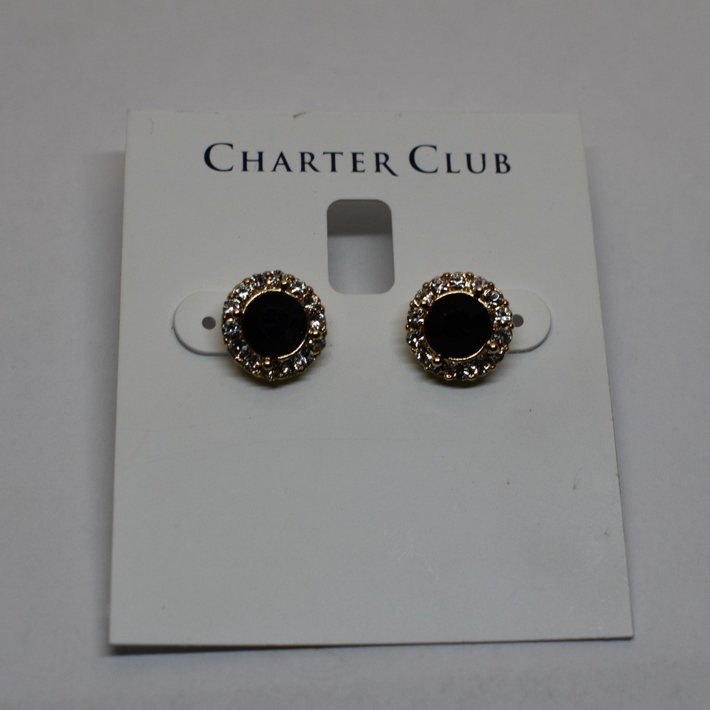 Charter Club Gold Tone Pave & Stone Halo Stud Earr